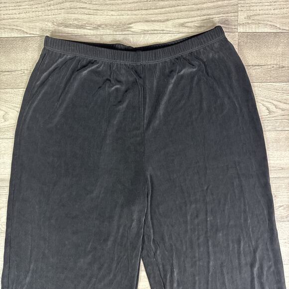 Chico's Travelers Ribbed Pull On Cropped Wide Leg Pants Black sz 2 / Large - Picture 3 of 6